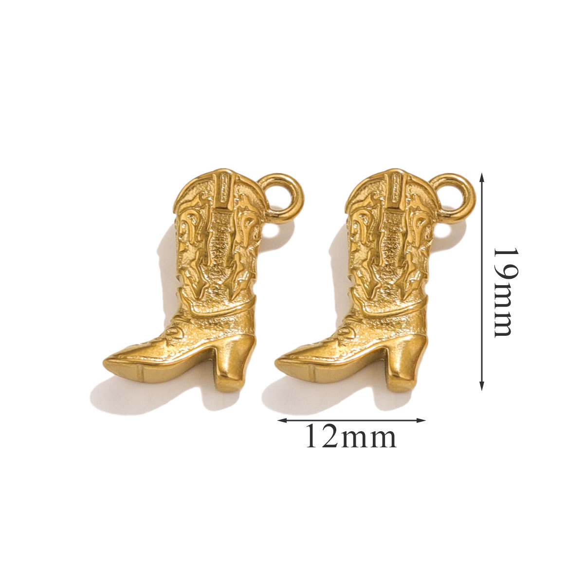 Gold color / 1 Piece Simple Retro Style Boot Shape Stainless Steel  Gold Color Women's Pendant Picture10